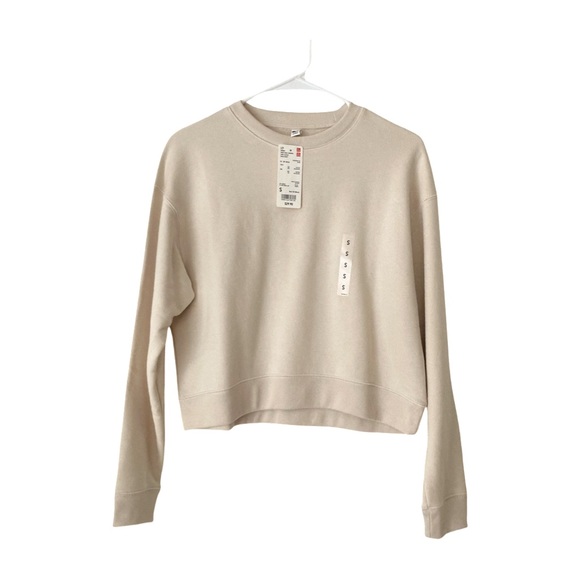 Uniqlo | Sweaters | Uniqlo Women Crew Neck Cropped Long Sleeve Sweater  Swearshirt In Off White | Poshmark